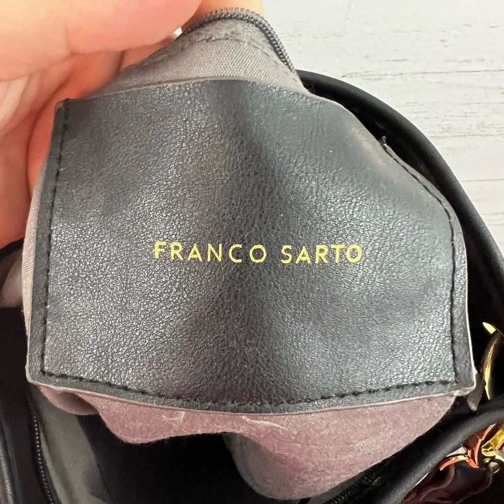 Franco Sarto Black Faux Leather Convertible Shoulder Bag